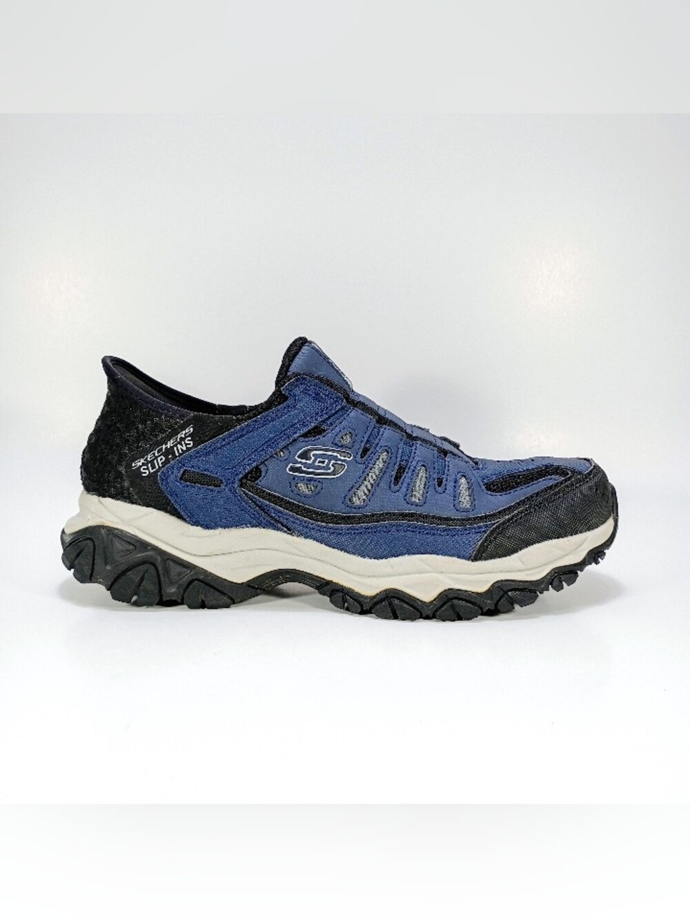 Skechers Slip-ins Afterburn Ridgeburn Mens 7.5 Extra Wide Fit Navy Blue Sneakers